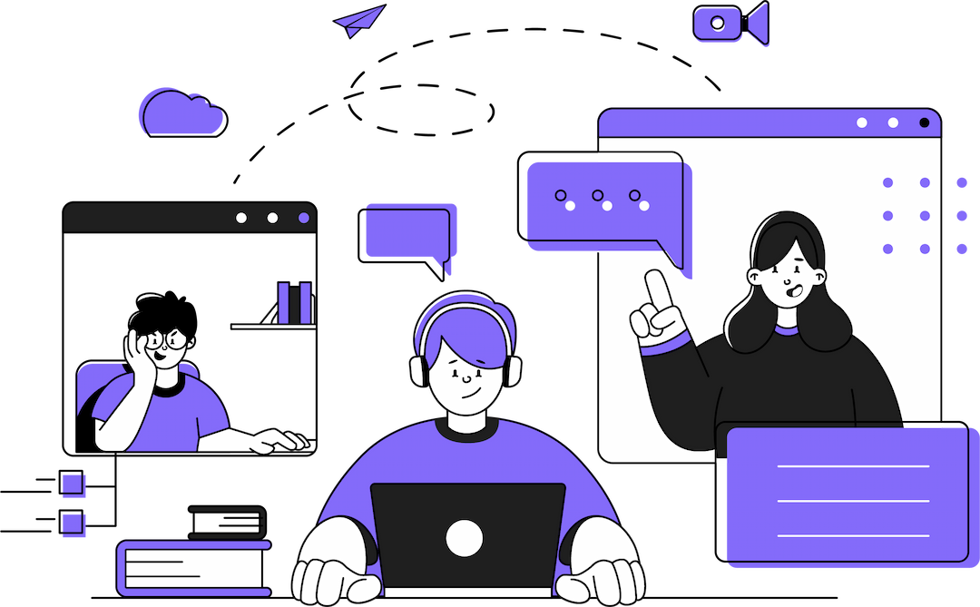 Illustration of a person having a video call on a computer